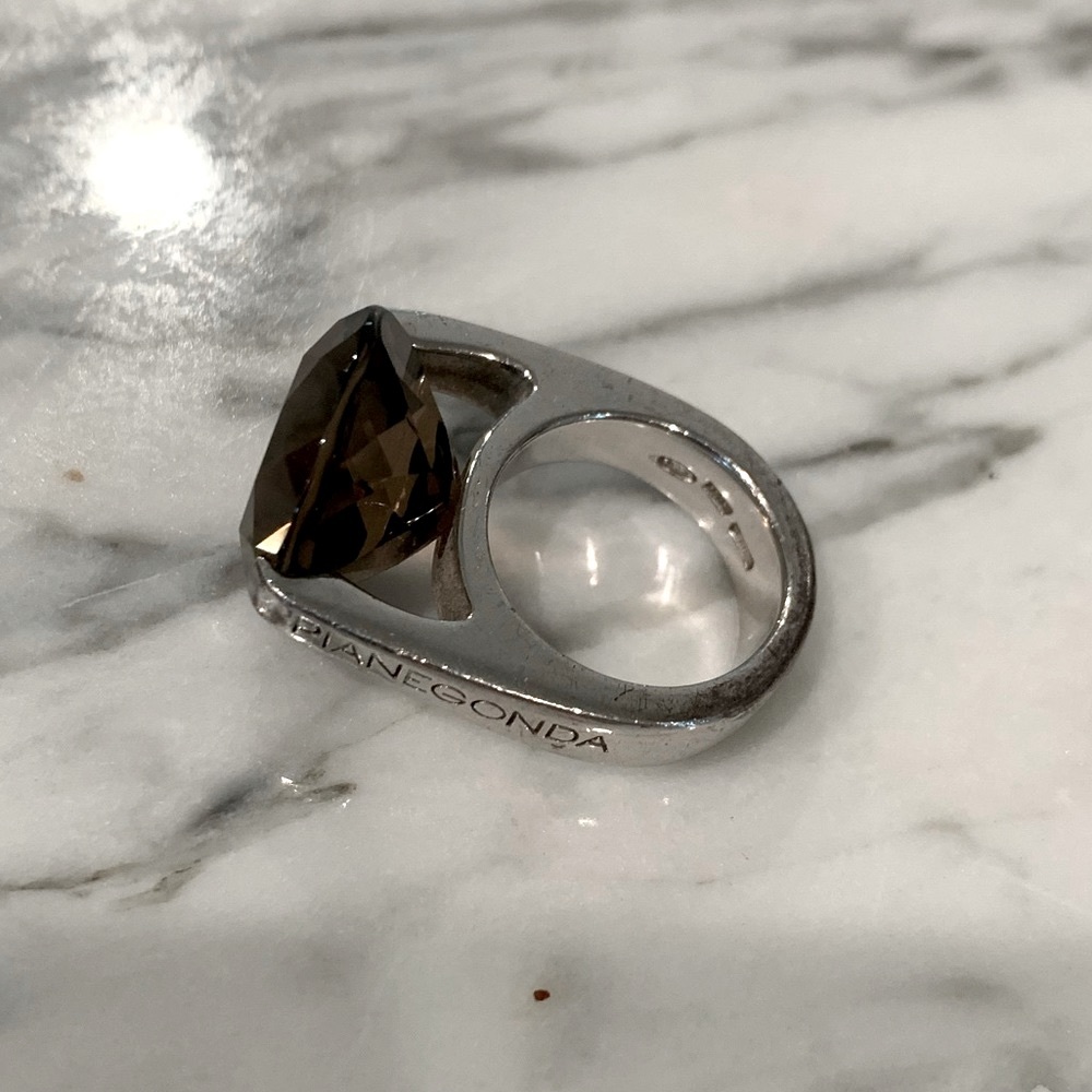 Pianegonda smoky quartz luxury Italian silver statement ring 7 - Picture 4 of 5